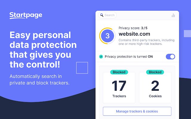 Proteksyon sa Privacy ng Startpage mula sa Chrome web store na tatakbo sa OffiDocs Chromium online