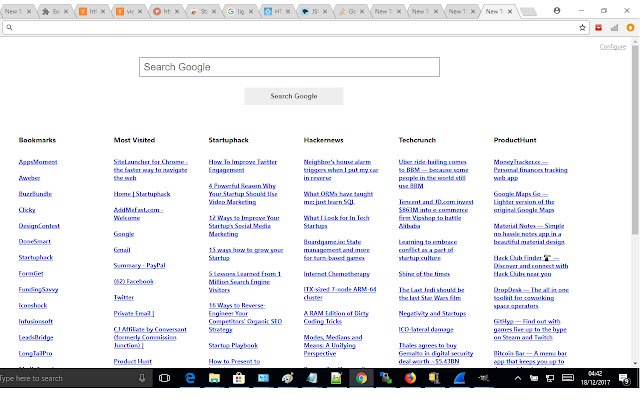 Startuphack New Tab Page Extension מחנות האינטרנט של Chrome להפעלה עם OffiDocs Chromium באינטרנט