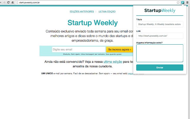 StartupWeekly  from Chrome web store to be run with OffiDocs Chromium online