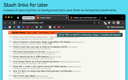 Stash  from Chrome web store to be run with OffiDocs Chromium online