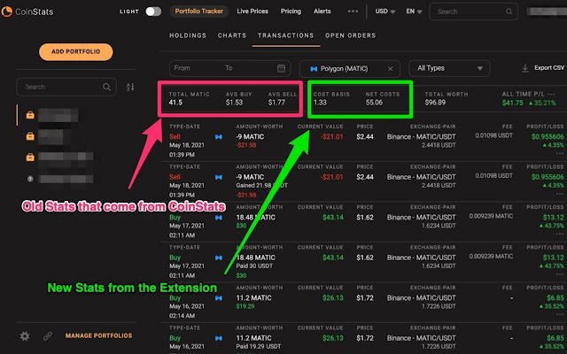 StatsPlus untuk CoinStats daripada kedai web Chrome untuk dijalankan dengan OffiDocs Chromium dalam talian