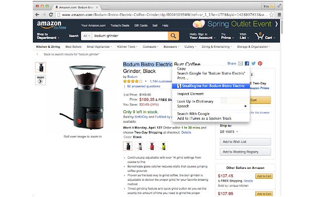 StealEngine Search Extension  from Chrome web store to be run with OffiDocs Chromium online