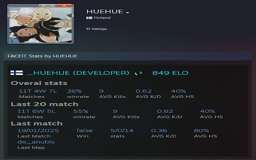 Steam Faceit Stats  from Chrome web store to be run with OffiDocs Chromium online