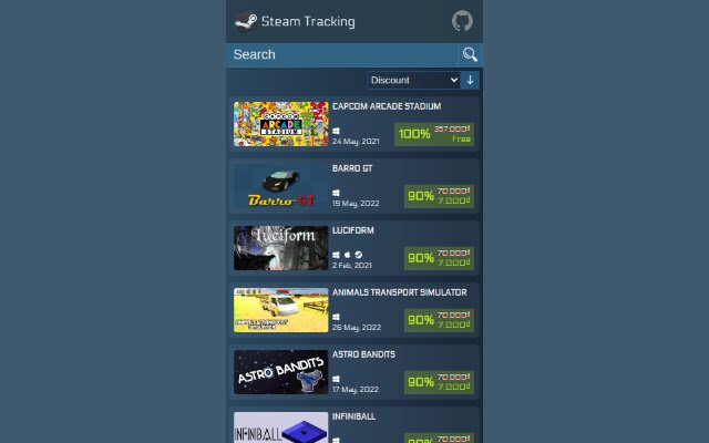 Steam Tracking dal negozio web di Chrome da eseguire con OffiDocs Chromium online