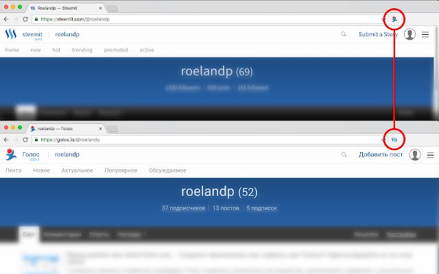 Steemit Golos Switcher  from Chrome web store to be run with OffiDocs Chromium online