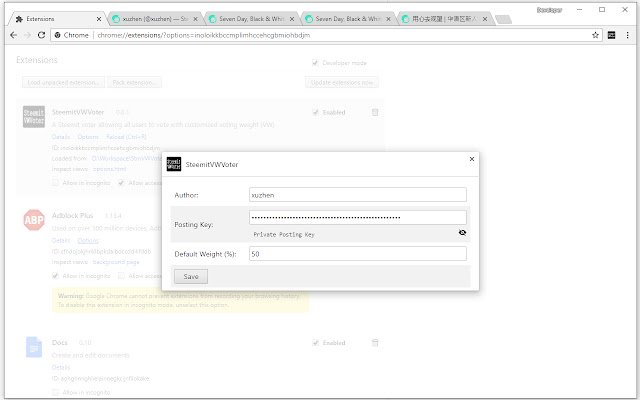 SteemitVWVoter  from Chrome web store to be run with OffiDocs Chromium online