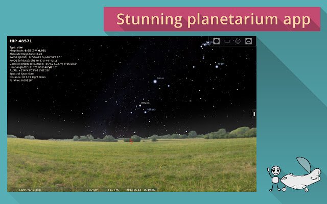 Stellarium su rollApp dal Chrome Web Store per essere eseguito con OffiDocs Chromium online