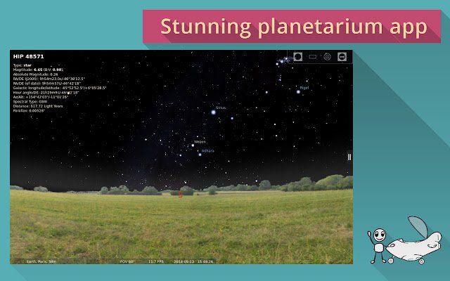 Chrome 网上商店的 rollApp 上的 Stellarium 将与 OffiDocs Chromium 在线运行