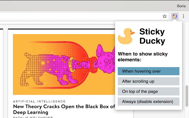 Sticky Ducky từ cửa hàng Chrome trực tuyến sẽ được chạy với OffiDocs Chromium trực tuyến
