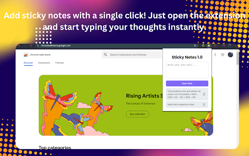 Sticky Notes 1.0  from Chrome web store to be run with OffiDocs Chromium online