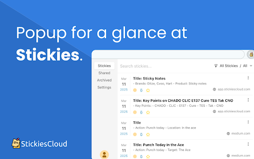 Sticky Notes Super quick, AI powered,  Cloud based  from Chrome web store to be run with OffiDocs Chromium online