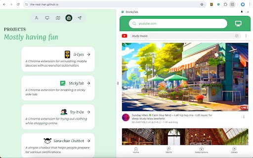 StickyTab from Chrome web store to be run with OffiDocs Chromium online StickyTab from Chrome web store to be run with OffiDocs Chromium online