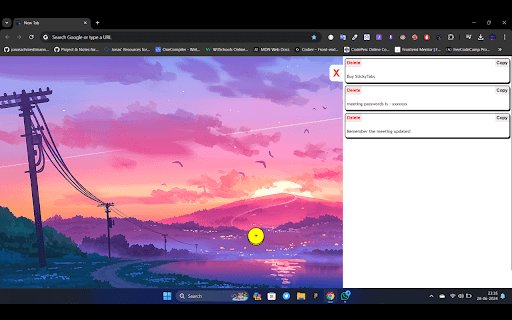 StickyTabs  from Chrome web store to be run with OffiDocs Chromium online
