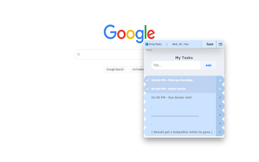 Sticky Tasks  from Chrome web store to be run with OffiDocs Chromium online