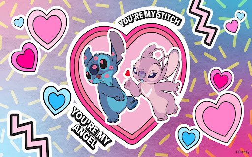 Stitch and Angel Couples Theme  from Chrome web store to be run with OffiDocs Chromium online