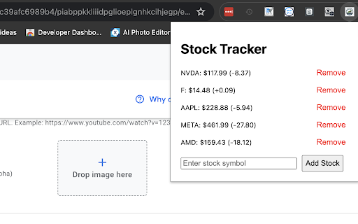 Stock Tracker  from Chrome web store to be run with OffiDocs Chromium online