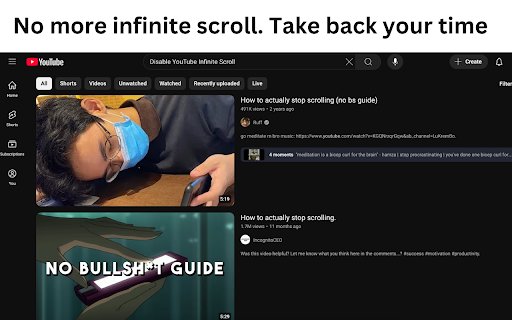 Stop Infinite Youtube Scroll  from Chrome web store to be run with OffiDocs Chromium online