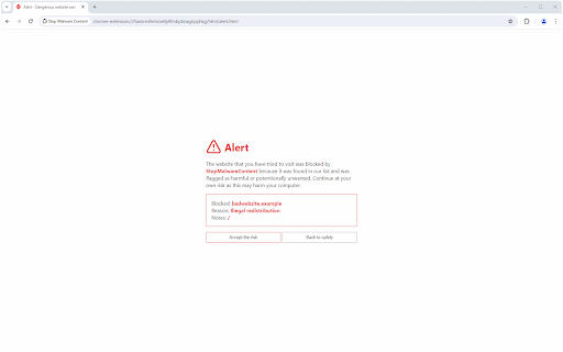 Stop Malware Content  from Chrome web store to be run with OffiDocs Chromium online