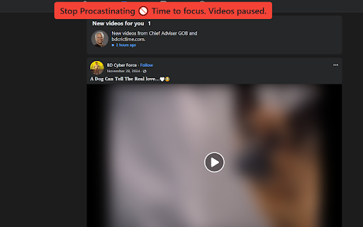 Stop Procastinating | Video Interrupter  from Chrome web store to be run with OffiDocs Chromium online