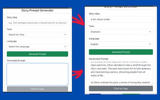 Story Prompt Generator by Openai  from Chrome web store to be run with OffiDocs Chromium online