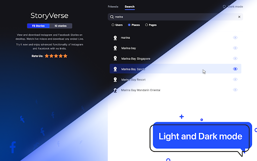 StoryVerse Stories Hub for FB and IG  from Chrome web store to be run with OffiDocs Chromium online