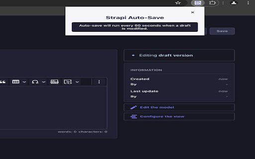 Strapi Auto Save for Drafts  from Chrome web store to be run with OffiDocs Chromium online