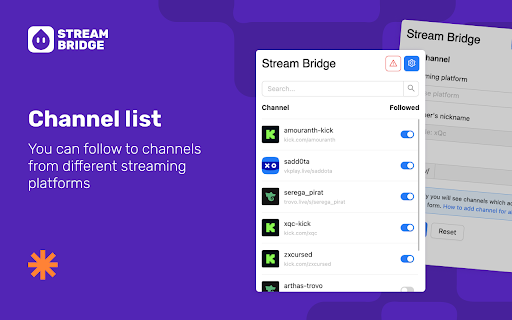 Stream Bridge Watch everyone on Twitch  from Chrome web store to be run with OffiDocs Chromium online