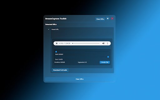 StreamCapture Toolkit: Download and clip audio streams In Browser  from Chrome web store to be run with OffiDocs Chromium online