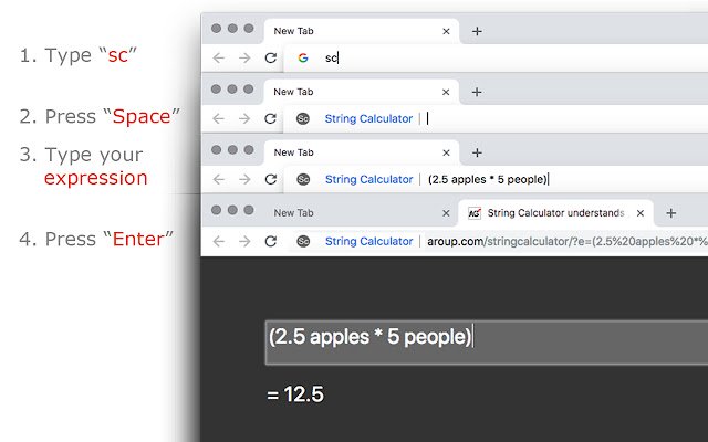 String Calculator uit de Chrome-webwinkel om uit te voeren met OffiDocs Chromium online