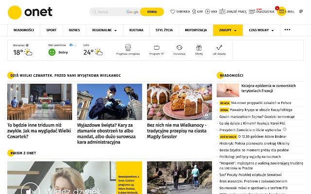 Strona Główna Onet de la boutique en ligne Chrome sera exécutée avec OffiDocs Chromium en ligne