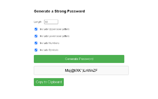 Strong Password Generator  from Chrome web store to be run with OffiDocs Chromium online