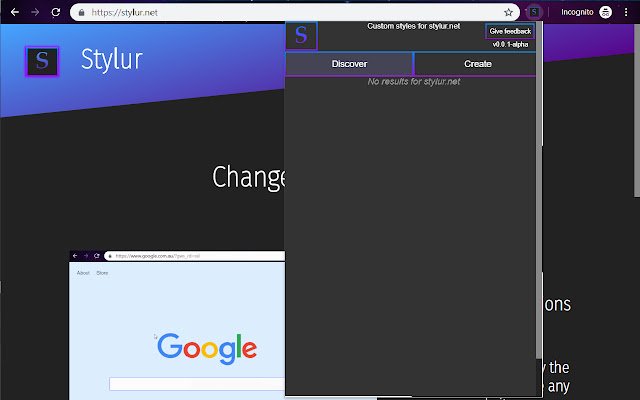 Chrome ウェブストアの Stylur を OffiDocs Chromium オンラインで実行