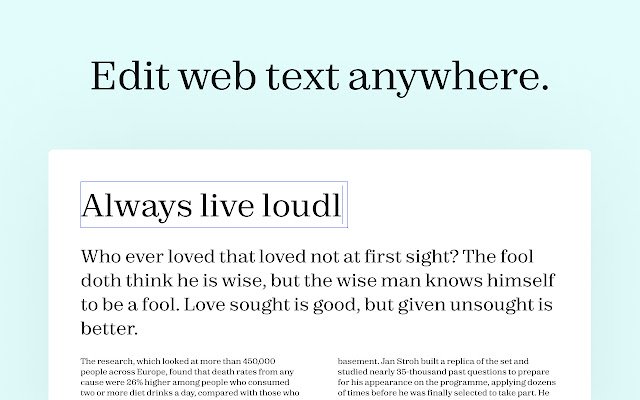 Subeditor: Webpage Text Editor  from Chrome web store to be run with OffiDocs Chromium online