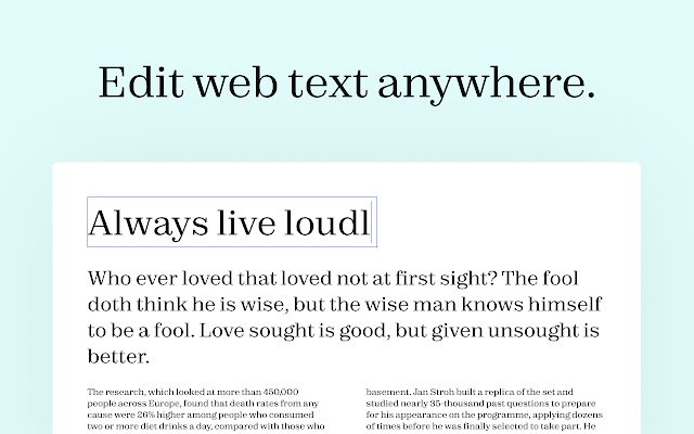 Subeditor: Webseiten-Texteditor aus dem Chrome-Webshop zur Ausführung mit OffiDocs Chromium online