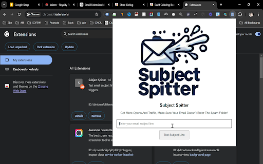 Subject Spitter  from Chrome web store to be run with OffiDocs Chromium online
