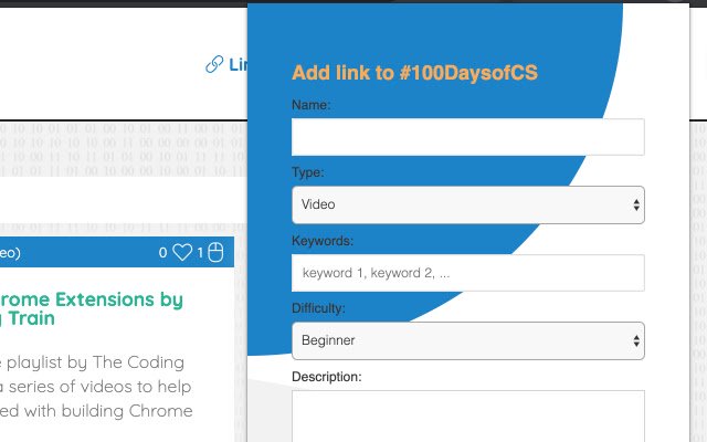 Submit Links to #100DaysofCS  from Chrome web store to be run with OffiDocs Chromium online