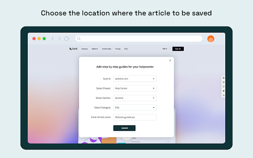 SubPage StepGuides  from Chrome web store to be run with OffiDocs Chromium online