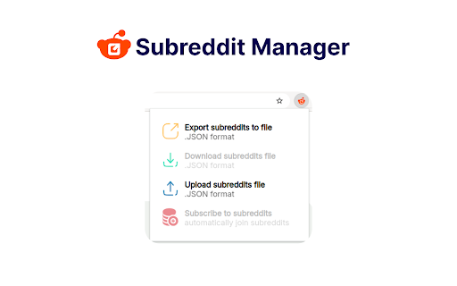 Subreddit Manager  from Chrome web store to be run with OffiDocs Chromium online