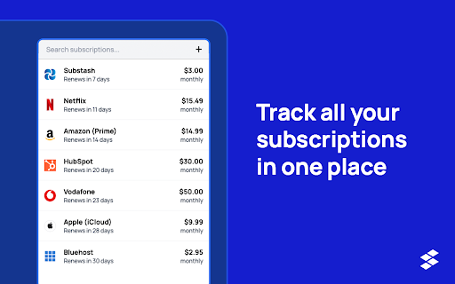 Substash: Subscription Tracker  from Chrome web store to be run with OffiDocs Chromium online