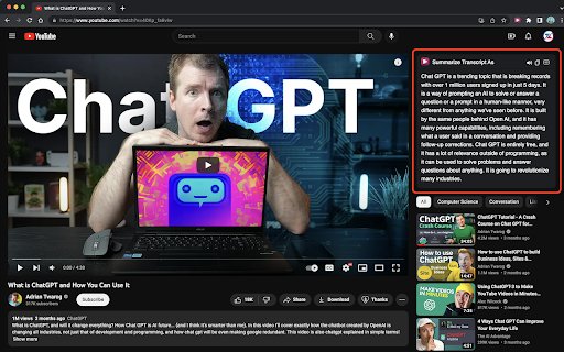 SubtifyAI: Summarize Videos Subtitles with AI  from Chrome web store to be run with OffiDocs Chromium online