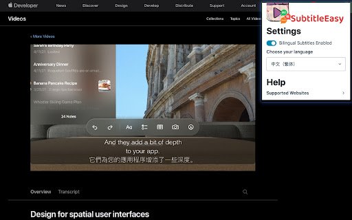 SubtitleEasy  from Chrome web store to be run with OffiDocs Chromium online