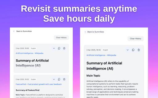 SummAize: Webpages and YouTube Videos Summarizer  from Chrome web store to be run with OffiDocs Chromium online