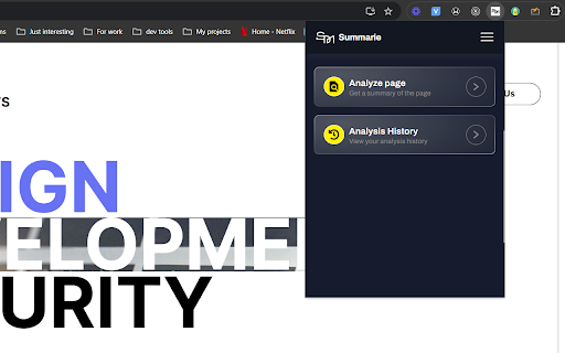 Summarie: Web page analyzer  from Chrome web store to be run with OffiDocs Chromium online