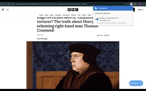 Summarize: AI Powered Text Summary Tool  from Chrome web store to be run with OffiDocs Chromium online