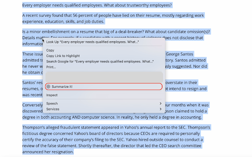 Summarize it!  from Chrome web store to be run with OffiDocs Chromium online