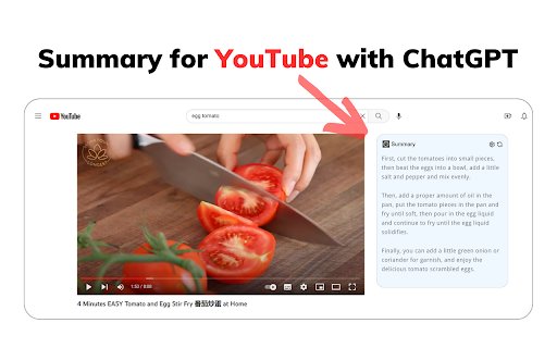 Summary with ChatGPT for Google and YouTube  from Chrome web store to be run with OffiDocs Chromium online