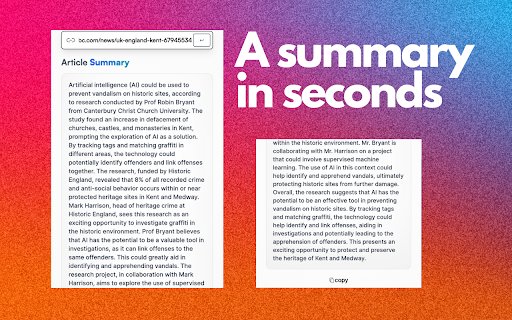 SumMe AI Article Summarizer  from Chrome web store to be run with OffiDocs Chromium online
