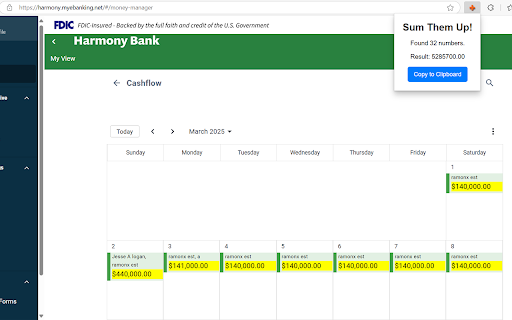 Sum Them Up!  from Chrome web store to be run with OffiDocs Chromium online