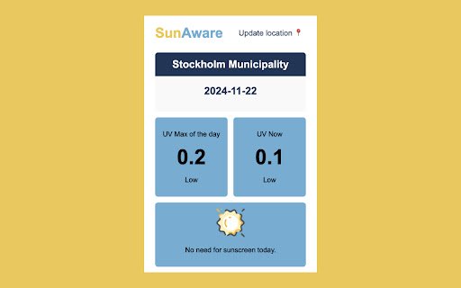 SunAware  from Chrome web store to be run with OffiDocs Chromium online