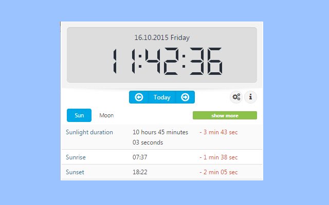 OffiDocs Chromium 온라인에서 실행할 Chrome 웹 스토어의 Sun Moon 시간 확장 프로그램